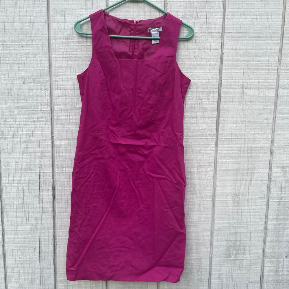JG Hook Linen Blend‎ Dress Sleeveless Casual Career sleeveless Fuchsia 4P summer